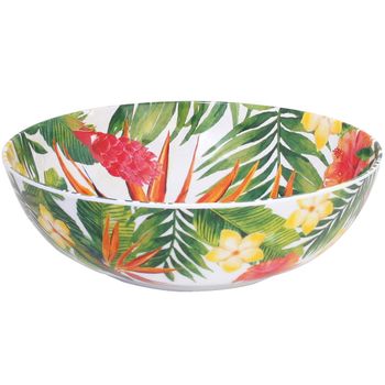 Ensaladera grande de melamina con estampado de flores exóticas ø 31 cm
