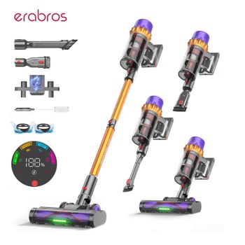 Aspiradora Inalámbrica Ultra Potente Erabros EV5 70KPA, 550W, 80 Minutos de Autonomía, con 4 Modos y Pantalla Inteligente