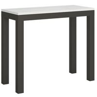 consola extensible de fresno blanco con patas de metal antracita 8 plazas de 40 a 196 cm evy-soporte 2 pies