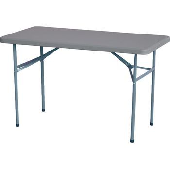 Mesa Plegable Rectangular 120x60cm Eme Mobiliario Con Tablero Fabricado En Hdpe Y Estructura En Acero En Color Gris Oscuro.