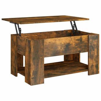 Mesa De Café - Mesa De Centro Madera De Ingeniería Roble Ahumado 79x49x41 Cm