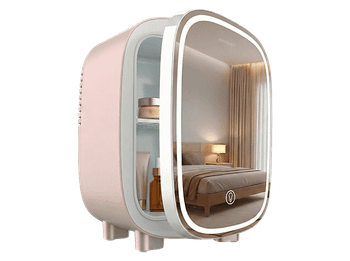 Nevera de cosméticos - Cecotec CoolingBeauty 4000 Mirror Rose, 4 L, Espejo, Luz LED 3 intensidades, Enfriamiento 5 ºC, Silenciosa, Rosa