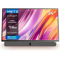 metz tv portable 24 pouces 60 cm smart google tv fhd avec batterie integree poignee hdr 10 chargeur voiture 12v ecran anti-reflet dolby audio hdmi usb bluetooth wi-fi 24mpe7000 blanc