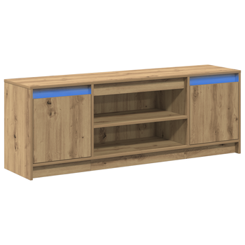 Mueble Para Tv | Muebles De Salón Con Led Roble Artesanal 139.5x34x50 Cm Madera Engineered Cfw18576