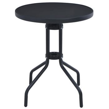 Mesa De Jardín | Mesa De Exterior Acero Y Vidrio Negro 80 Cm