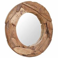 espejo decorativo de teca 80 cm redondo vidaxl