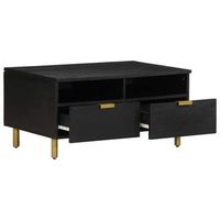 mesa de centro 80x54x40 cm madera trabajada madera maciza de mango y laton - negro
