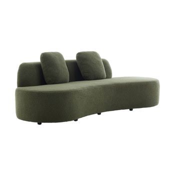 Sofá Con Forma Curva De Tela Borreguito, 2-3 Plazas, Verde Kaki