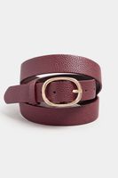 burgundy red oval buckle belt