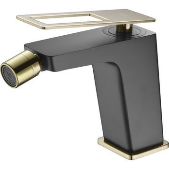 Grifo Monocomando Bidet Negro Y Oro En Latón Y Zama Con Cartucho Cerámico 26 Mm