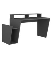 mesa escritorio gaming con espacio para perifericos en gris oscuro