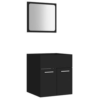 Conjunto De 2 Uds Muebles De Baño | Armario De Baño Madera Contrachapada Negro