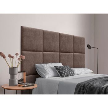 Dhome Cabecero Tapizado Para Camas De 95cm Compuesto De Paneles Autoadhesivos Intercambiables De Tela Acualine Cama Lujo Dormitorio Acolchado (marrón