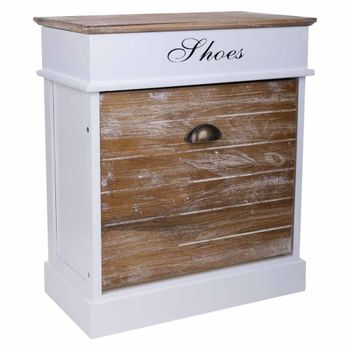 Zapatero de madera color blanco 50x28x58h cm