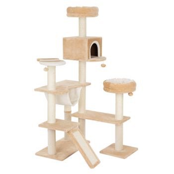 Gingerbread House Cat Tree with Ladder - Beige