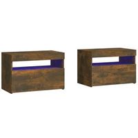 mesitas de noche con luces led 2 uds roble ahumado 60x35x40 cm vidaxl