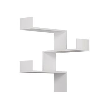 Estantería de esquina de pared con 3 estantes alt90 cm - blanco