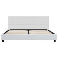 cama matrimonial  cama doble  estructura de cama sin colchon cuero sintetico blanco 140x200cm cfw23036