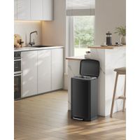 cubo de basura de 30 l con pedal de acero negro
