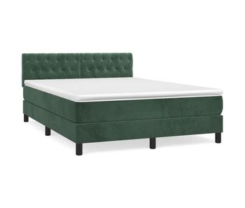 Cama box spring con colchón terciopelo verde oscuro 140x200 cm diseño de botones