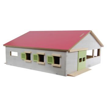 Establo Para Caballos De Juguete Con 3 Boxes Y Carril 1:32 Kids Globe
