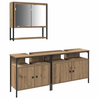 Juego De Muebles De Baño 3 Uds. Marrón Madera De Ingeniería Vidaxl