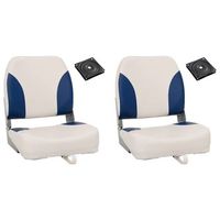 asiento plegable para barco juego de 2 con cojin blanco y azul vidaxl