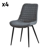 4x sillas de comedor antracita imitacion cuero con respaldo