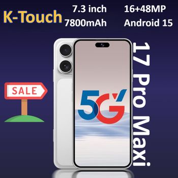 Teléfonos Móviles K-Touch iFone 17 Pro Maxi Smartphone Android 15, Teléfono Celular de 7.3 Pulgadas, 16+48MP, 22GB+2TB, 7800mAh, 5G, Doble SIM, Desbloqueo por Huella Dactilar, Versión Global