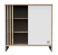 comoda de 1 puerta de color con 3 nichos y