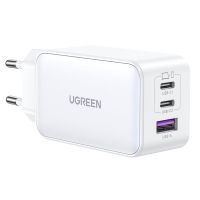 ugreen nexode cargador carga rapida gan 65w 2 usb-c  1 usb-a blanco