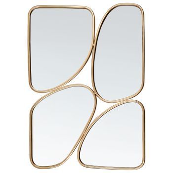 Espejo Decorativo De Pared Estilo Glamour Decoración Colgante 70 X 100 Cm Dorado Diancey
