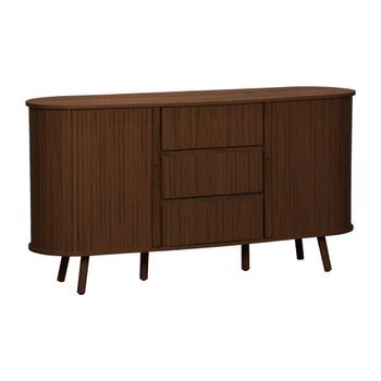 Aparador Escandinavo Efecto Madera Ranurada Con 2 Puertas Correderas,