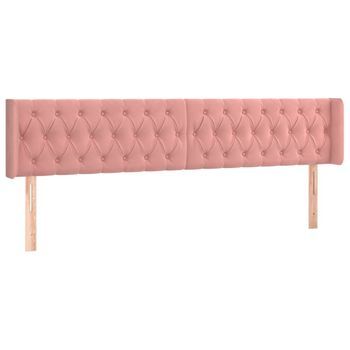 Cabecero Cama Mueble De Dormitorio Con Led De Terciopelo 183 X 16 X 78/88 Cm Rosa M02_0001937