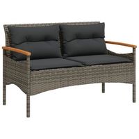 banco de jardin  silla de jardin con cojines ratan sintetico gris 116x625x74 cm