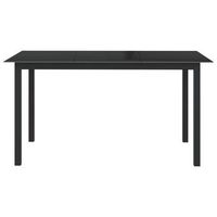 mesa de jardin  mesa de exterior de aluminio y vidrio negro 150x90x74 cm