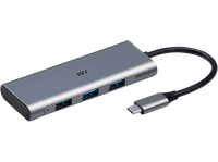 hub - isy ihu-5000 entrada usb-c 3 salidas usb-a diseno de aluminio plata