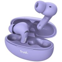 auriculares trust yavi inalambricos bluetooth con cancelacion de ruido microfono y usb-c purpura