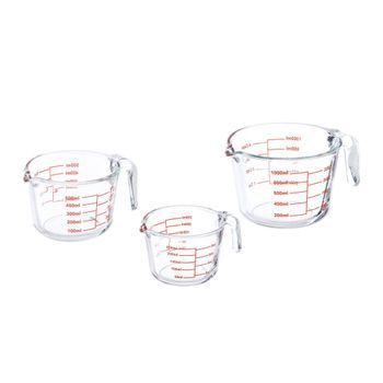 Juego De 3 Jarras Medidoras De Vidrio - Red/transparent - 24.5x32x24.5cm