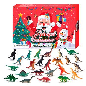 Calendario De Adviento Con Figuritas De Regalo Para Decorar. 24 Figuras De Dinosaurios Diferentes. 37x3,5x23 Cm. Color: Multicolor
