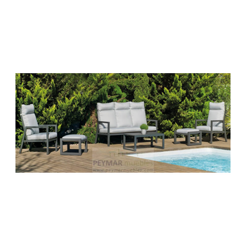 Conjunto Terraza Jardín Aluminio Con Sofá Y Mesa De Centro