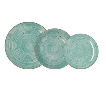 Vajilla  Porcelana 18 Piezas - 6 Personas Quid Montreal - Turquesa Apto Microondas