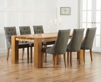 madrid 240cm solid oak dining table with pacific fabric chairs