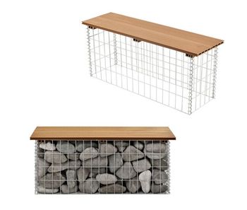 Banco de jardín gavión friesland wpc 90 x 25 x 40 cm marrón claro (teak / teca) [pro.tec]