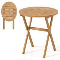 costway mesa plegable redonda de madera de acacia para exterior con marco en forma de x ideal para jardin patio o balcon natural
