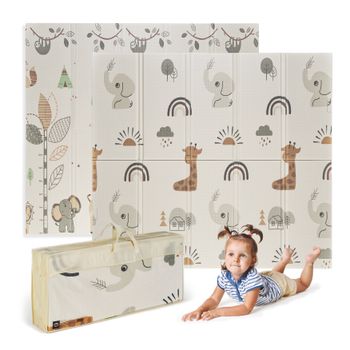 MS BabyWorld Tapete de juegos Fancy - Alfombra de Juegos para Bebé 180x200x1.5 cm - Doble Cara, Tapete Muy acolchado (1.5 cm Grosos), Plegable y con Bolsa de transporte - Ideal para regalo