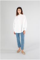 camisa de popelina con mangas con volantes white xs