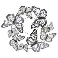 objeto de decoracion de pared para colgar en metal negro con estampado de mariposas 72x61x6 cm 050000487