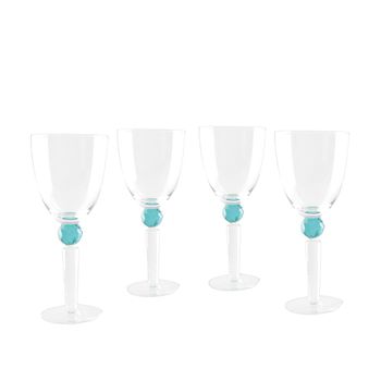 Copas de vino con tallo diamante verde - set de 4