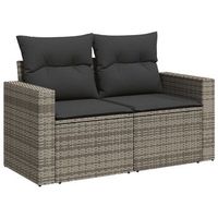 sofa de jardin con cojines 2 plazas  sofa de exterior ratan sintetico gris